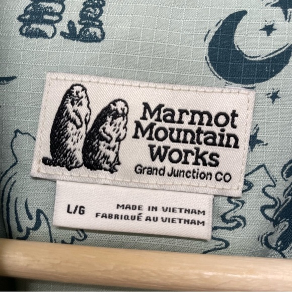 Marmot Mountain Works Green Muir Camp Novelty Men’s Shirt - Size Large - Picture 7 of 14